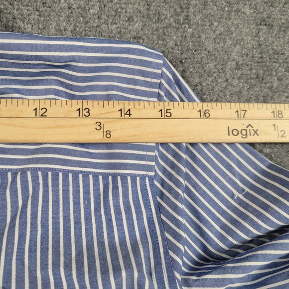 Talbots Shirt Womens 6P Blue White Stripe Button Front Wrinkle Resistant Petites - Picture 7 of 10